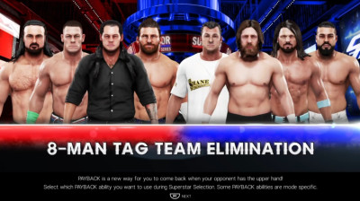 Baron Corbin, John Cena, Zack Ryder & Drew McIntyre vs Daniel Bryan, Shane McMahon, AJ Styles & Andrade "Cien" Almas (WWE 2K19)