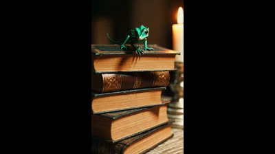 DRAGON ENCIMA DE LOS LIBROS