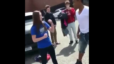 Guy Warns Girl He’ll Knock Her Out. She Laughs At Him. Guy Knocks Her Out