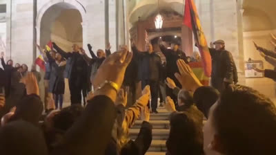 Anoche tuvo lugar una manifestación de Falange que el Tribunal Superior de Justicia de Madrid autorizó tras prohibición del Gobierno