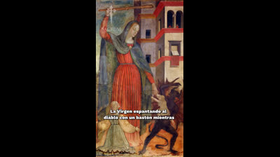 ¿Conocías éste cuadro de la Virgen espantando al diablo con un bastón